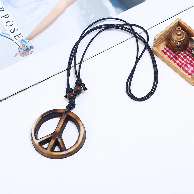 Vintage Hand-woven Resin Peace  Men's Necklace