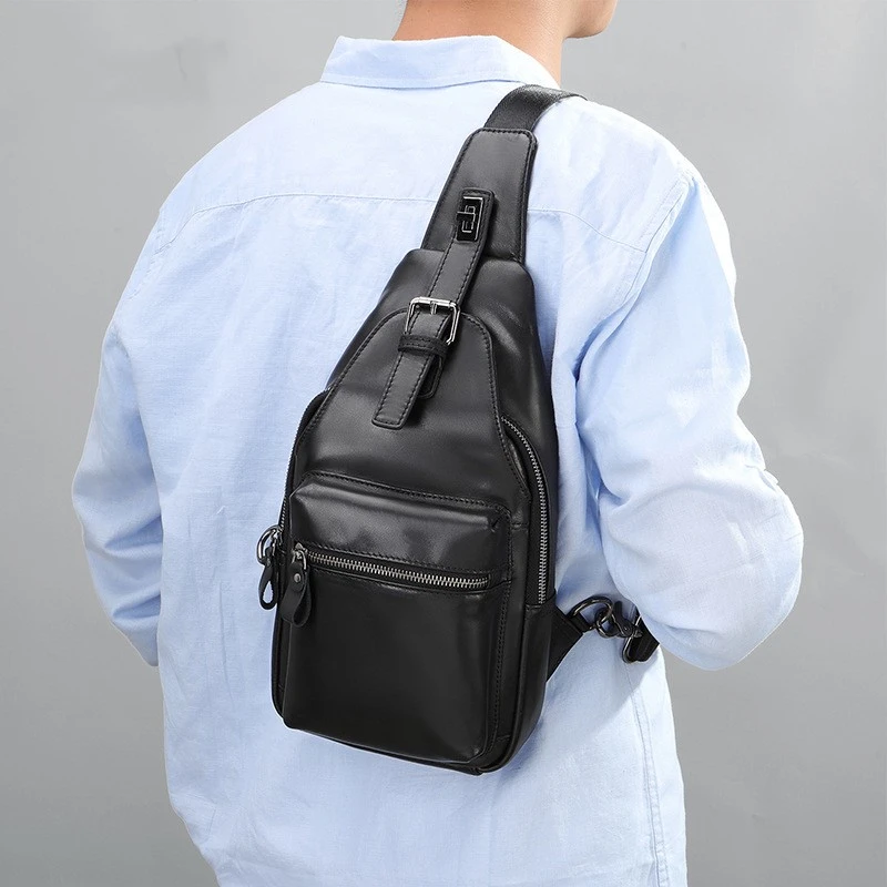 Men's Leather Chest Bag Crossbody Men's Style