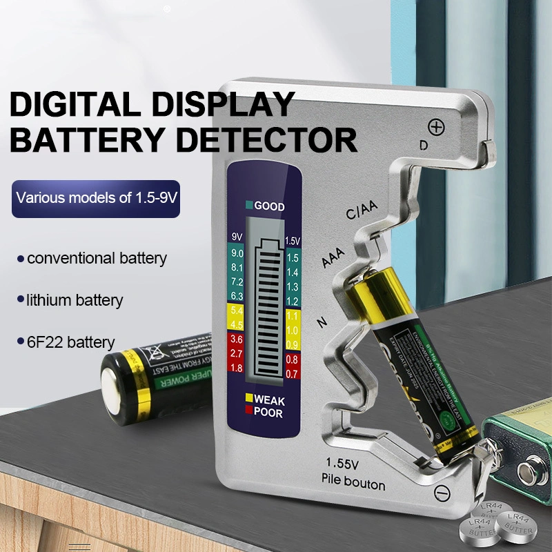 Universal Digital Battery Tester LCD AA AAA 9V 1.5V Button Cell Battery Capacity Check Detector Capacitance Diagnostic Tool