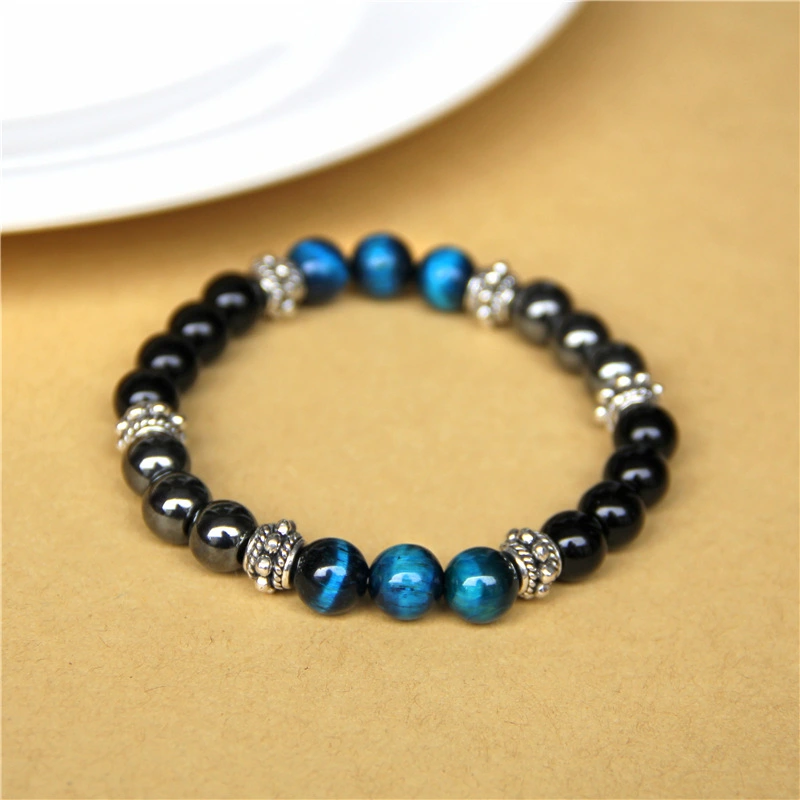 Men's And Women's Natural Tiger Eye Jewel Bead Elastic Bracelet