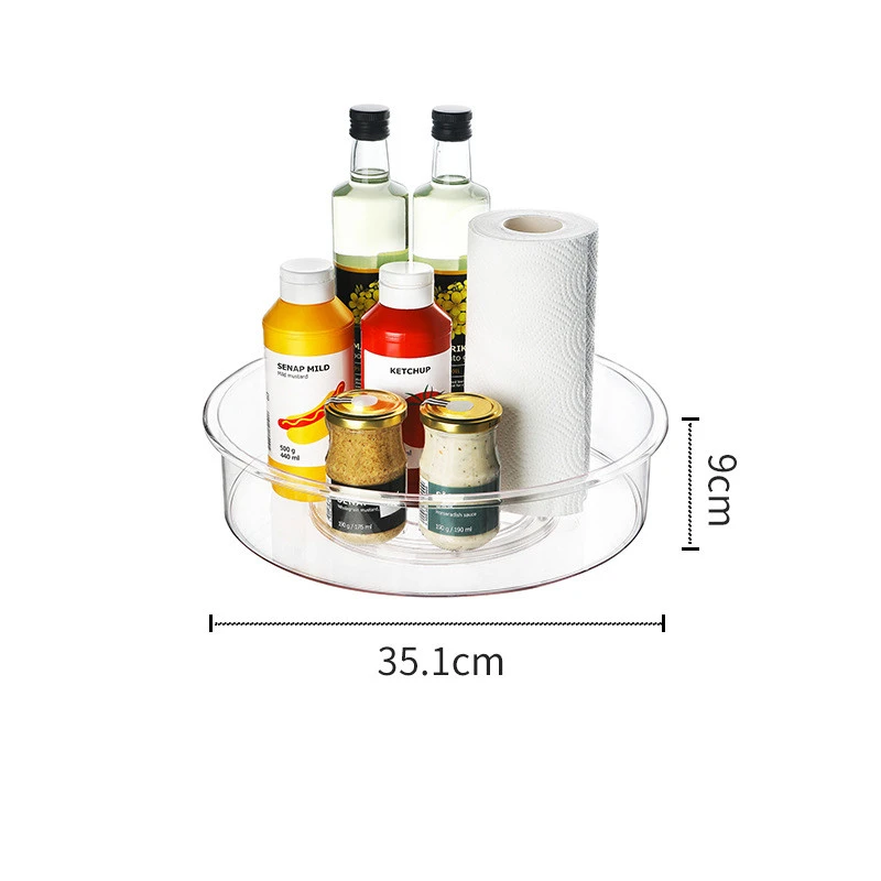 Refrigerator transparent rotating storage tray