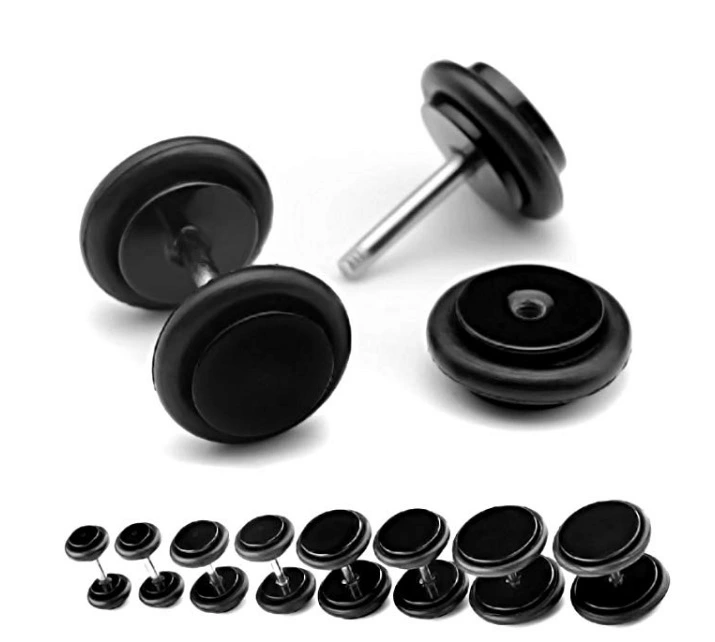 Acrylic Plus Belt Tire Round Cake Stud Earrings Dumbbell Stainless Steel