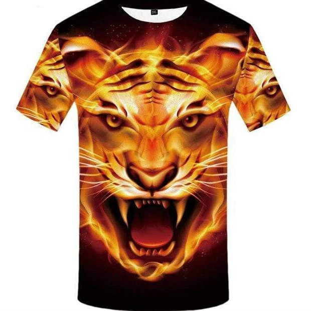 Round Empty Men's 3D Digital Animal Printed T-shirt
