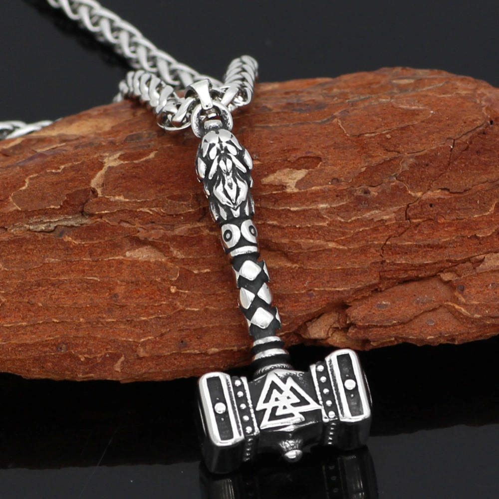 Mount Wolf Triangle Thor's Hammer Pendant Necklace