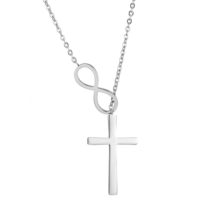 Sterling Silver Luxury Infinite Cross Of Love Chain Necklace For Women Jewelry Girl Gifts