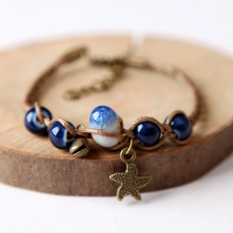 Handmade Retro Senshi Style Braided Ceramic Bracelet