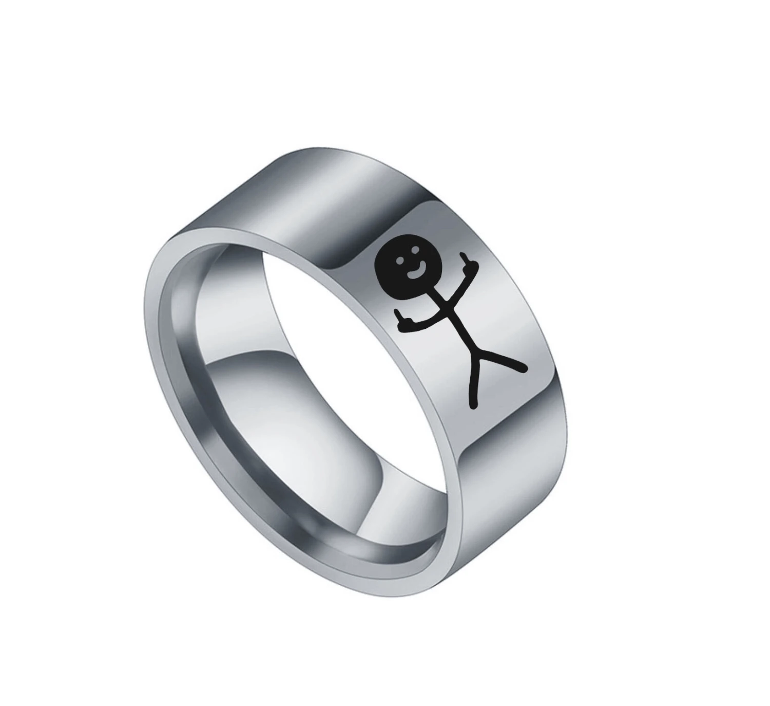 Stainless Steel Personality Couple Graffiti Ring