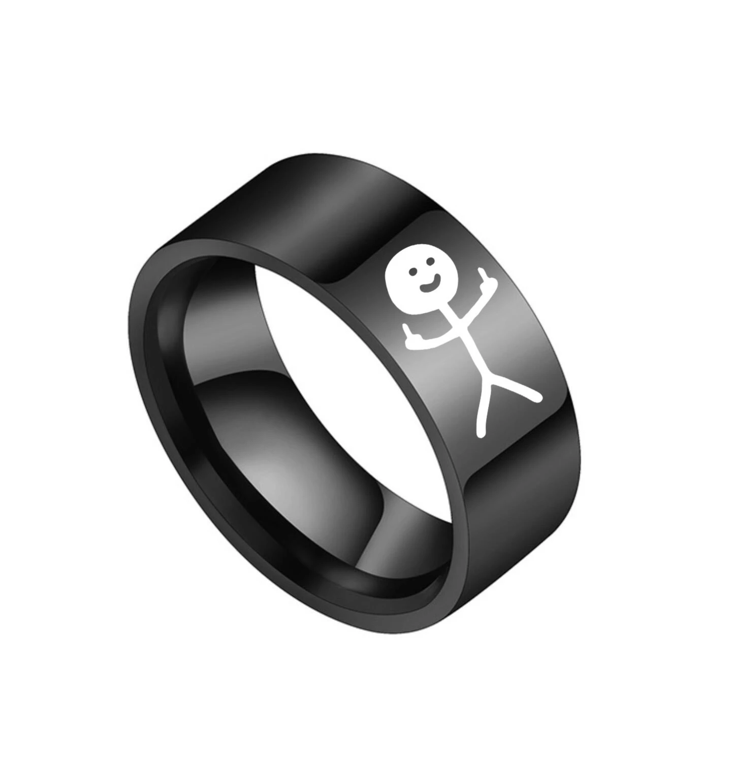 Stainless Steel Personality Couple Graffiti Ring