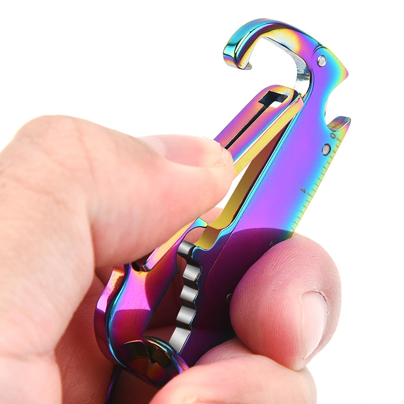 Multifunctional Stainless Steel Keychain With Pocket Knife