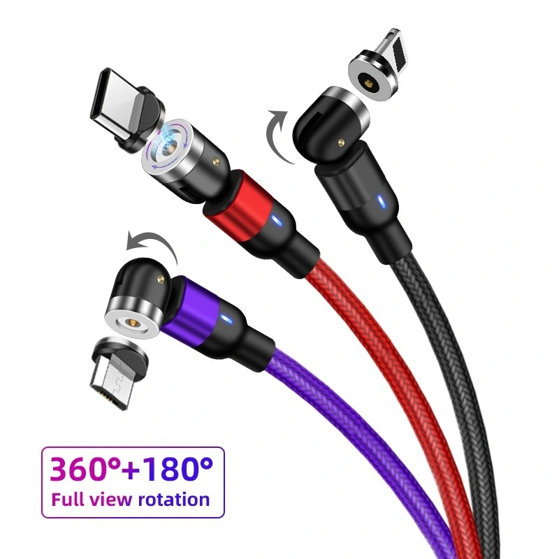 Magnetic Data Cable 540 Degree 180 Degree Rotating Charging Cable Blind Suction Three-in-one Bent Magnetic Cable