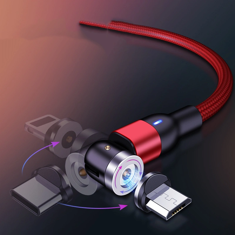 Magnetic Data Cable 540 Degree 180 Degree Rotating Charging Cable Blind Suction Three-in-one Bent Magnetic Cable