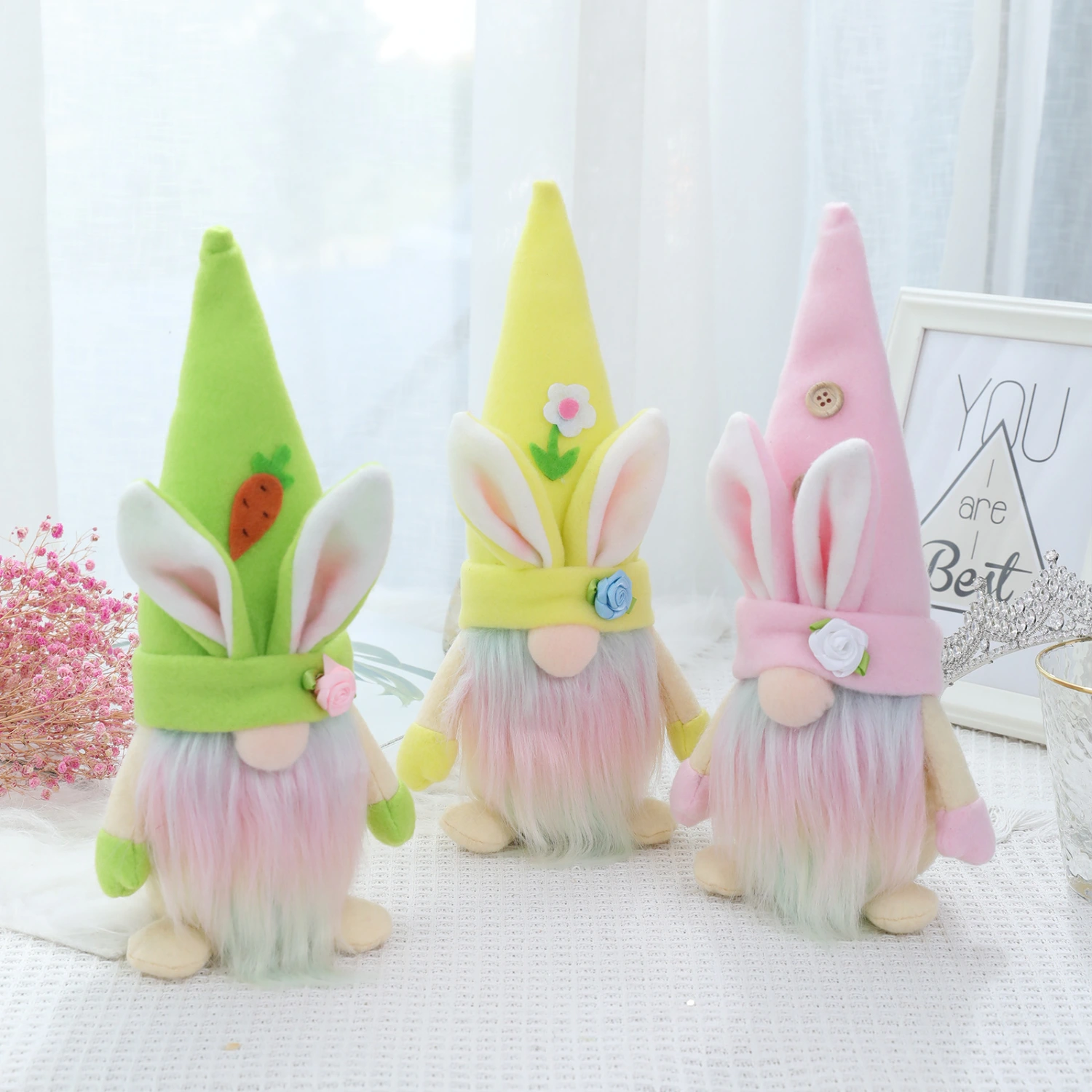 Fashion Rainbow Rabbit Gnome Doll Ornament