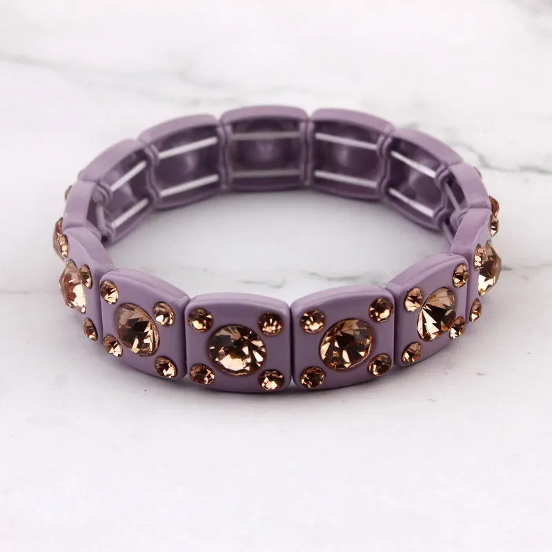 Elastic Rope Alloy Spray Painted Zircon Crystal Bracelet