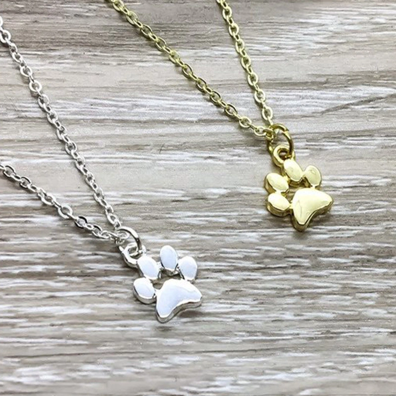 Women's Alloy Necklace Cute Cat Paw Necklace