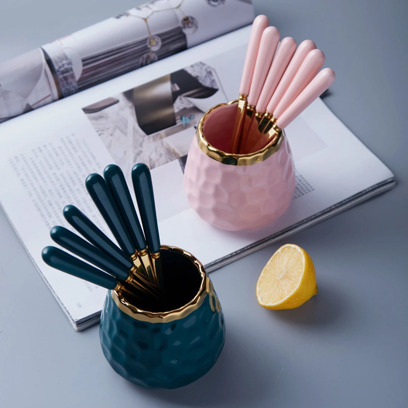 Household Fruit Fork And Spoon Ceramic Storage Jar Set