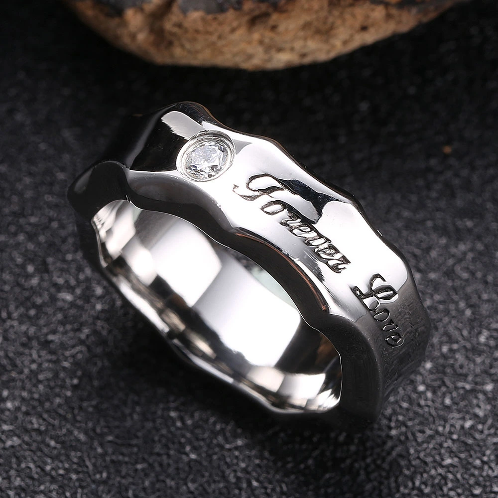 Men's And Women's Titanium Steel Water Ripple Ring