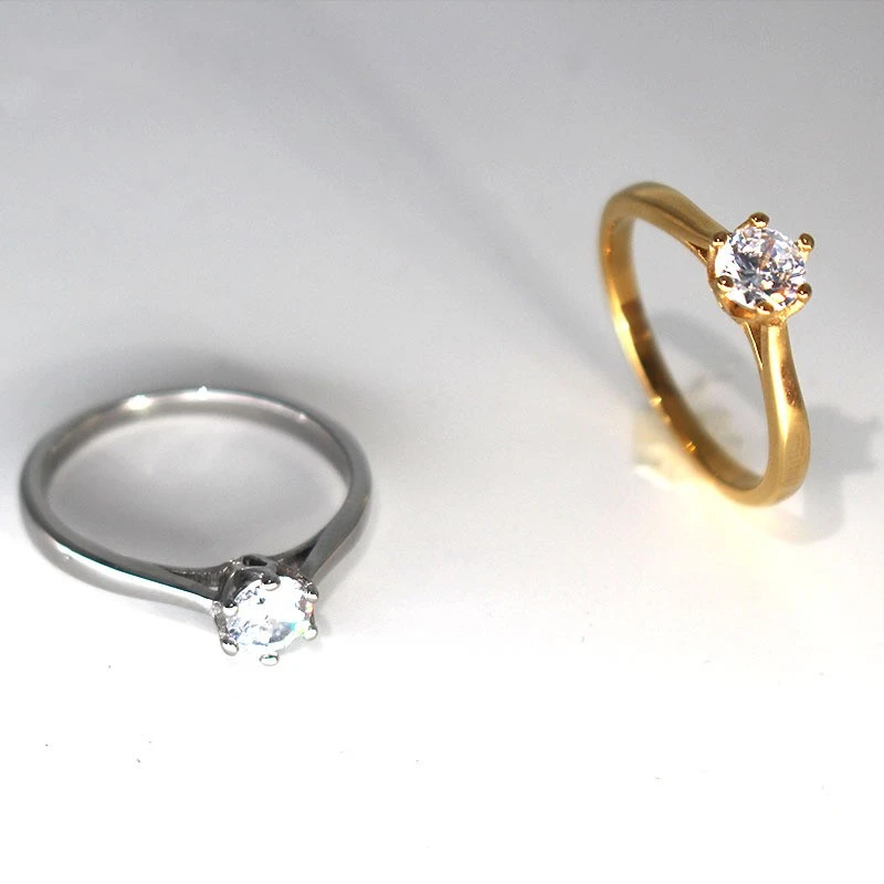 Inlaid Stone Ring Hundred Matching Couple Diamond Ring Titanium Steel Does Not Fade