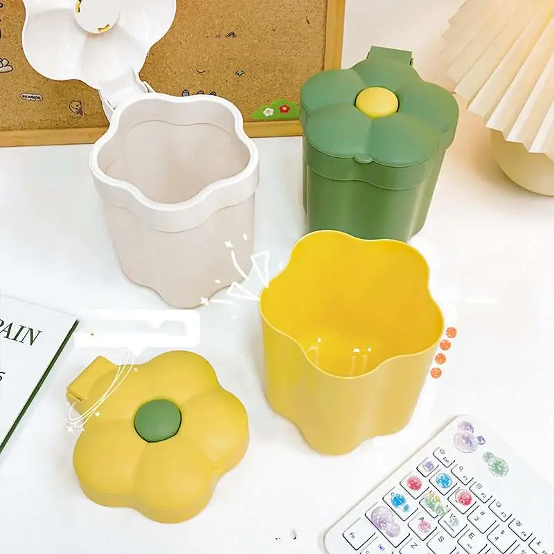 Mini Desk Light Luxury Flip Bin Creative Stationery Bucket