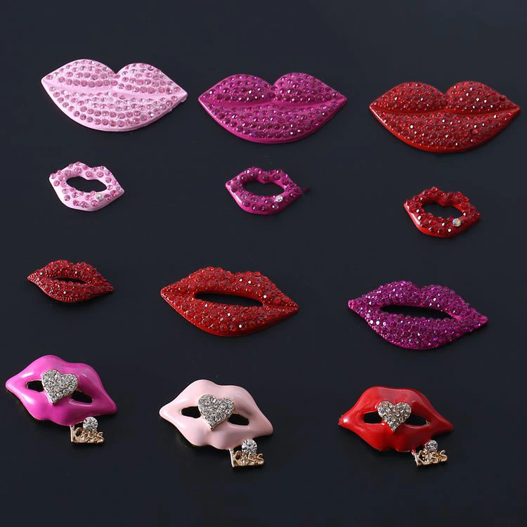 Diamond-encrusted Lips Mouth Full Of Diamond-red Lips Creative Jewelry Accessories