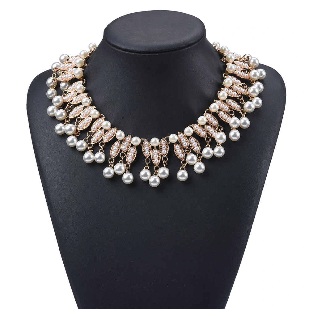 Alloy Exaggerated Pearl Tassel Necklace