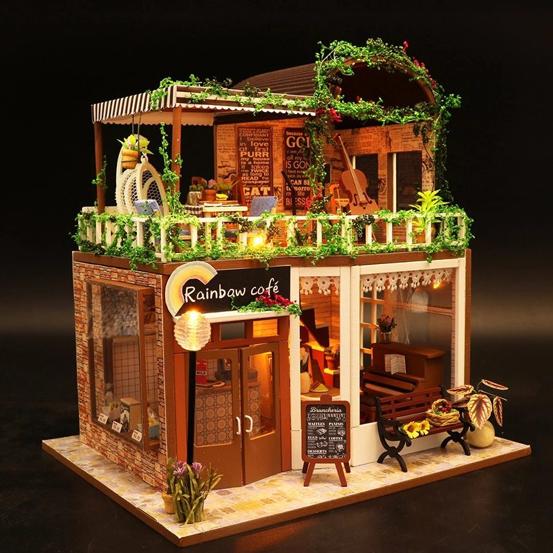 Cottage Time Coffee House Florist Handmade Model House Assembly Toys