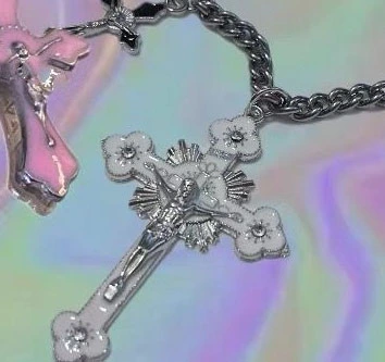Sweet Cool Spice Couple Cross Water Ripple Necklace