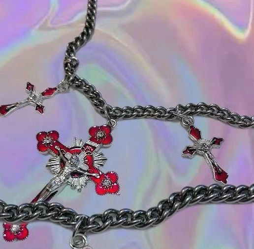 Sweet Cool Spice Couple Cross Water Ripple Necklace