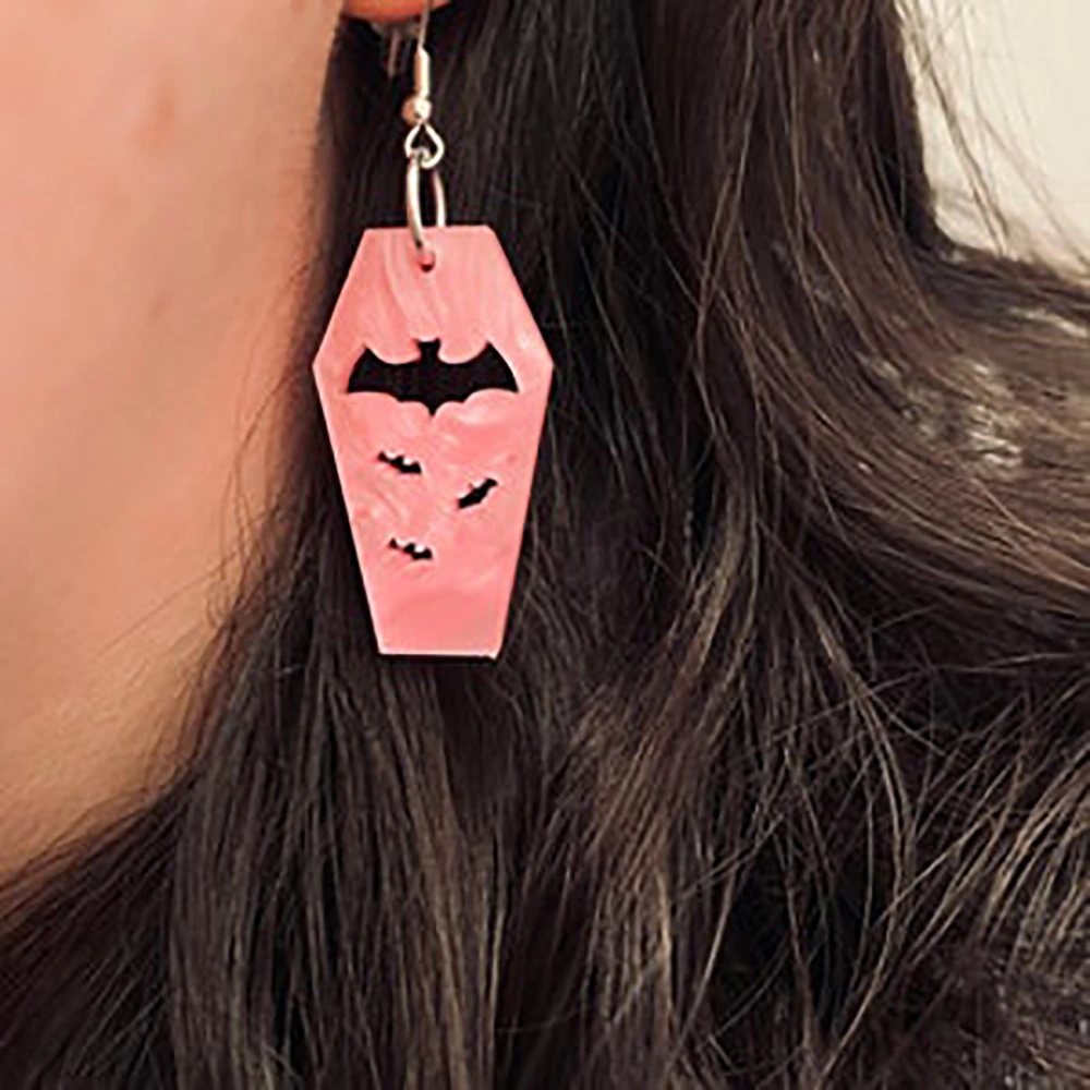 Bat Coffin Earrings Personality Plate Hollowed Out Bat Stud