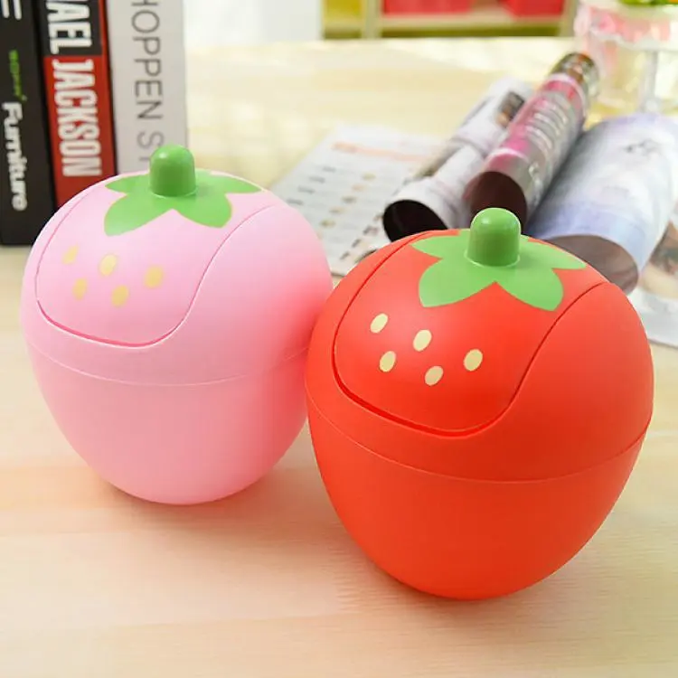 Cute Creative Strawberry Small Desktop Mini Trash Can