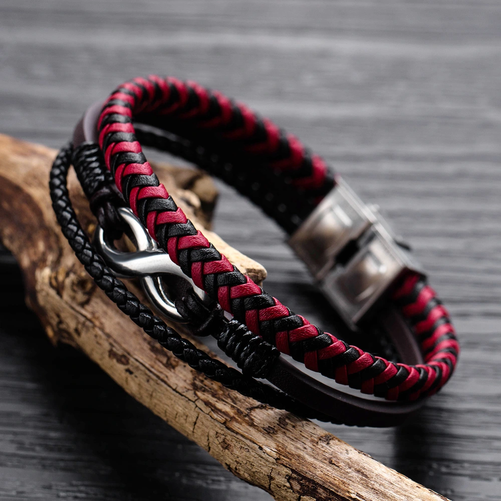 Leather Woven Titanium Steel Bracelet