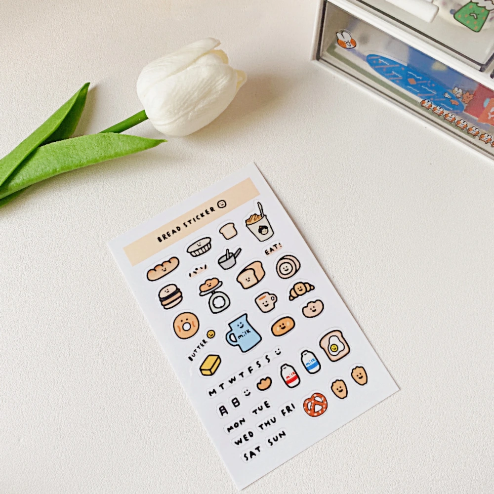 Hand-painted Khaki Toast Hand Ledger Pet Stickers Cute Alien Stickers