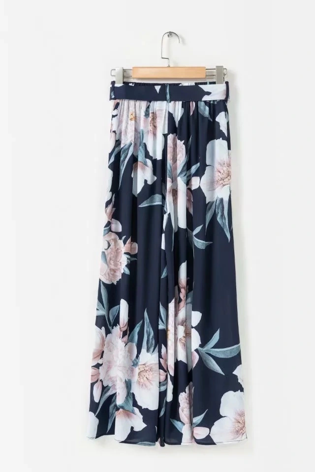 High Waist Loose Printed Casual Wide Leg Trousers