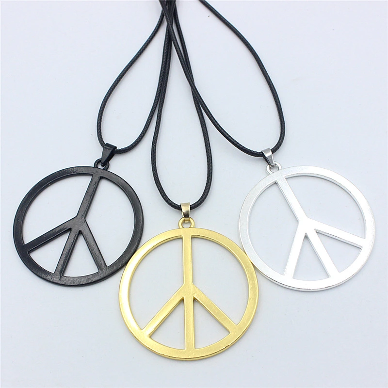 Alloy Large Peace Necklace Sweater Chain Electroplated Alloy Peace Pendant Necklace