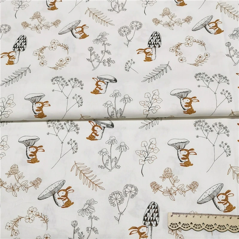 Cartoon Squirrel Plant Pure Cotton Twill Fabric Baby Crib Goods Handmade Pack Clothing Fabric