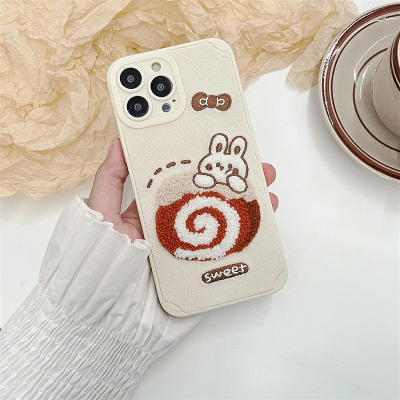 Plush Cloth Embroidery Cake Roll Rabbit Suitable Phone Case