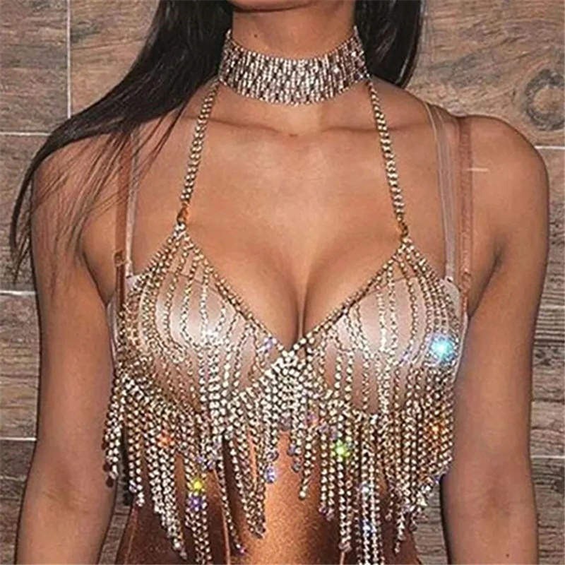 Diamond Fringed Body Bikini Chest Chain