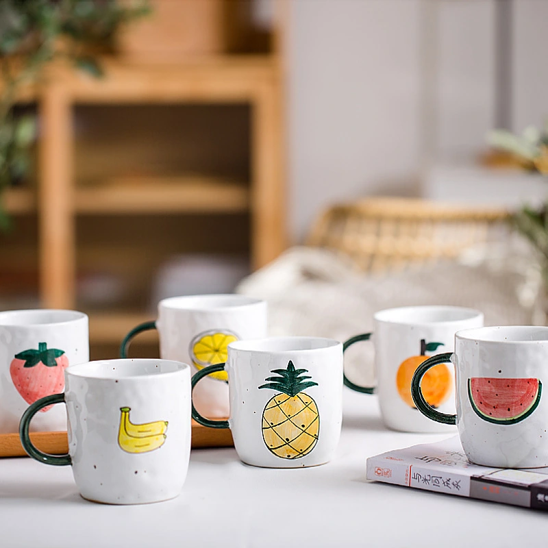 Hand Painted Fruit Ceramic Cup High Temperature Creative Simple