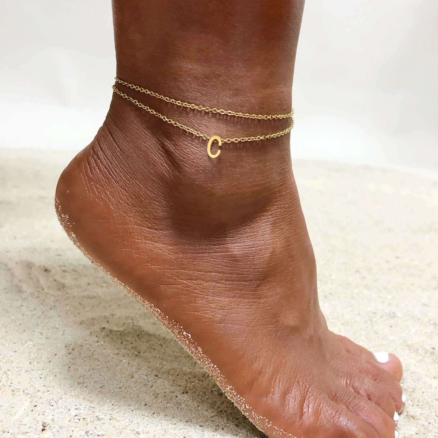 Fashion 26 English Letter Double Feet Chain
