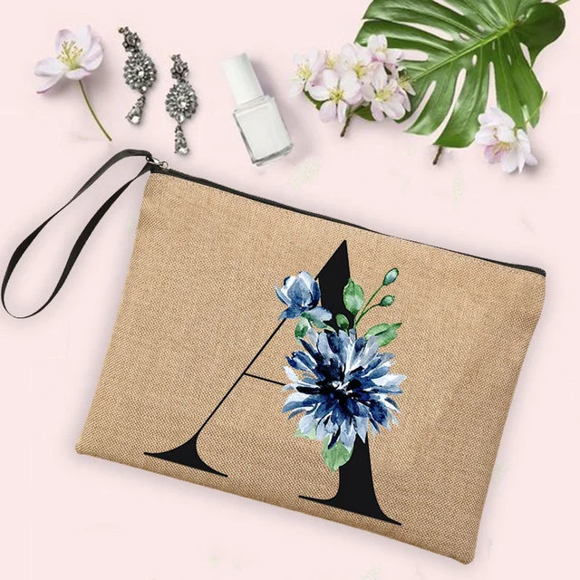 Letter Flower Storage Bag Makeup Brush Pencil