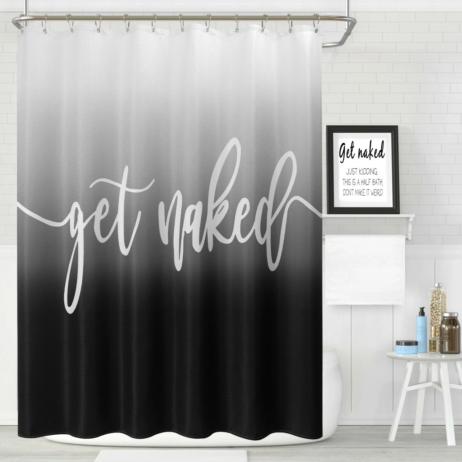Household Fashion Letter Waterproof Shower Curtain