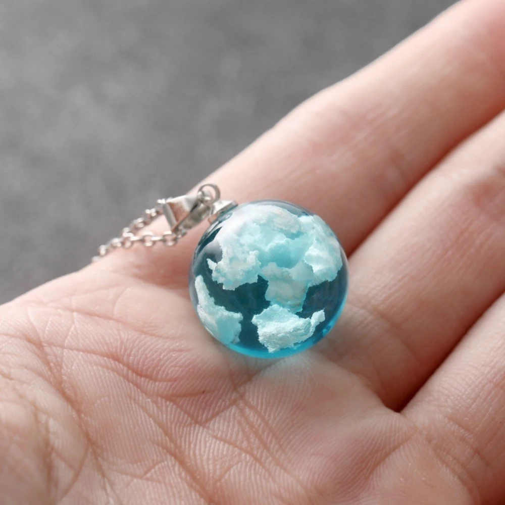 Transparent Ball Resin Pendant Short Necklace