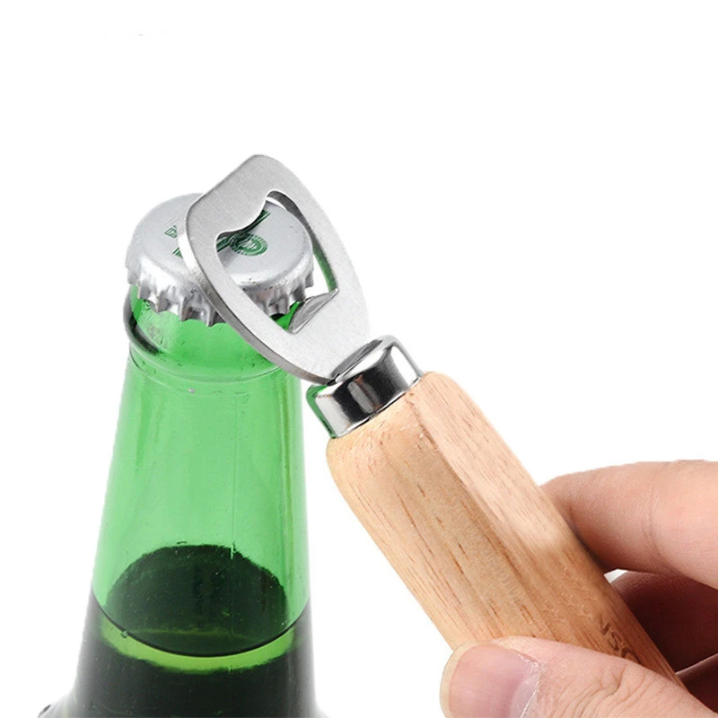 Wooden Handle Stainless Steel Beer Bottle Opener