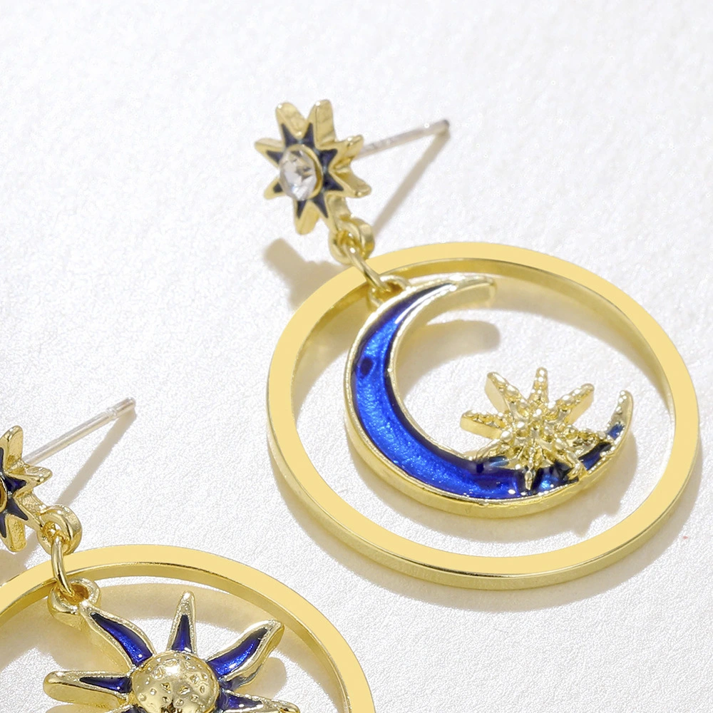 Diamond-encrusted Drip Oil Alloy Pendant Earrings Trend Accessories