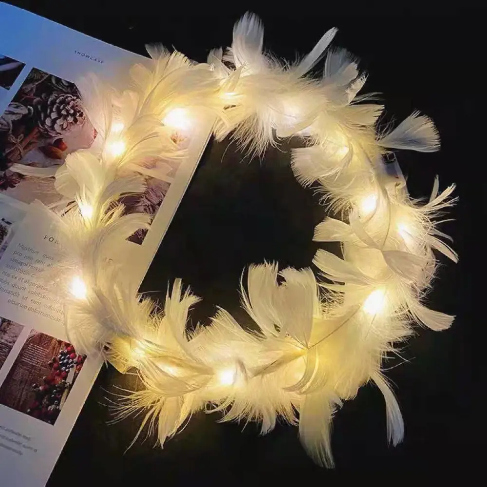 Glowing Goose Feather Wreath Angel Glitter Headdress