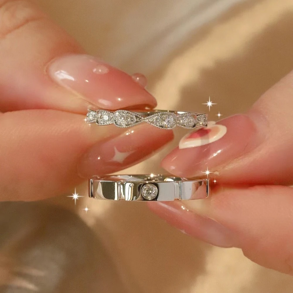 Pure White Copper Non-fading Sugar Princess Couple Ring