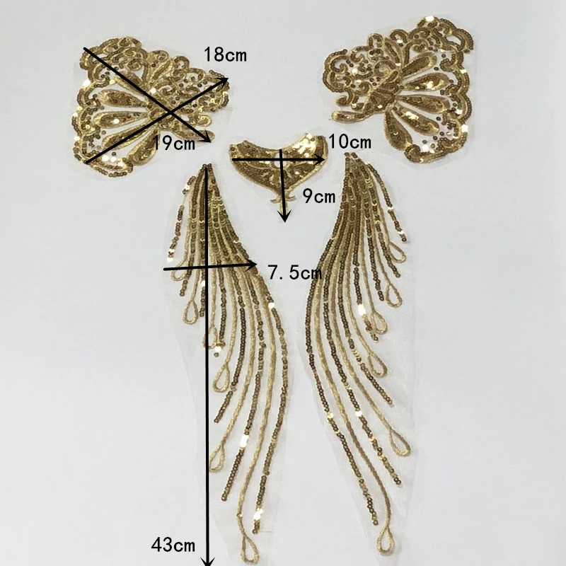 Gold Glitter Embroidery Cloth Stick Dance Clothes Decorative Accessories Patch Hand Stitched