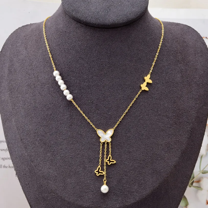 Double-layer Necklace Smooth Tassel Pendant