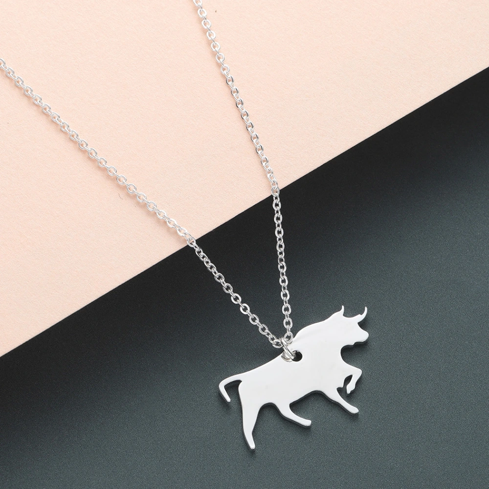 Stainless Steel Animal Necklace Bull Pendant