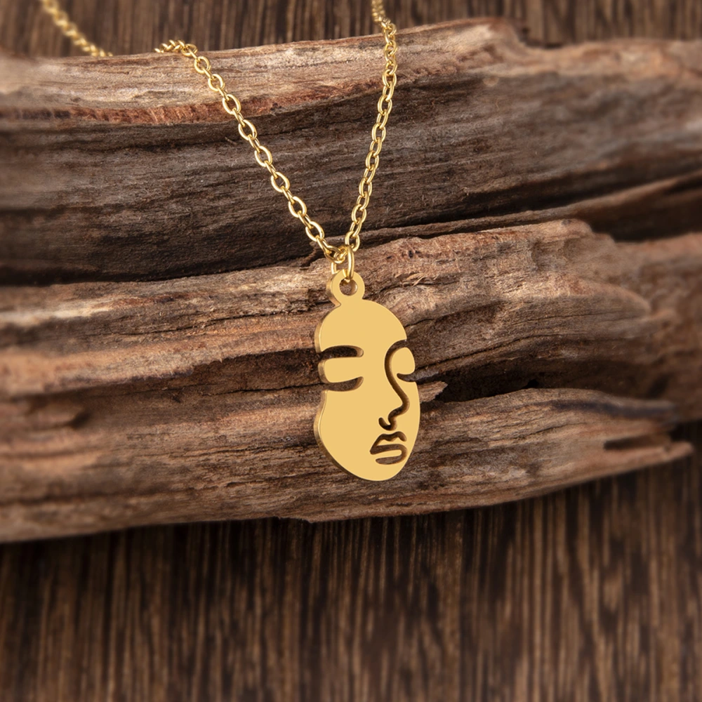 European And American Fashion Abstract Stainless Steel Face Necklace