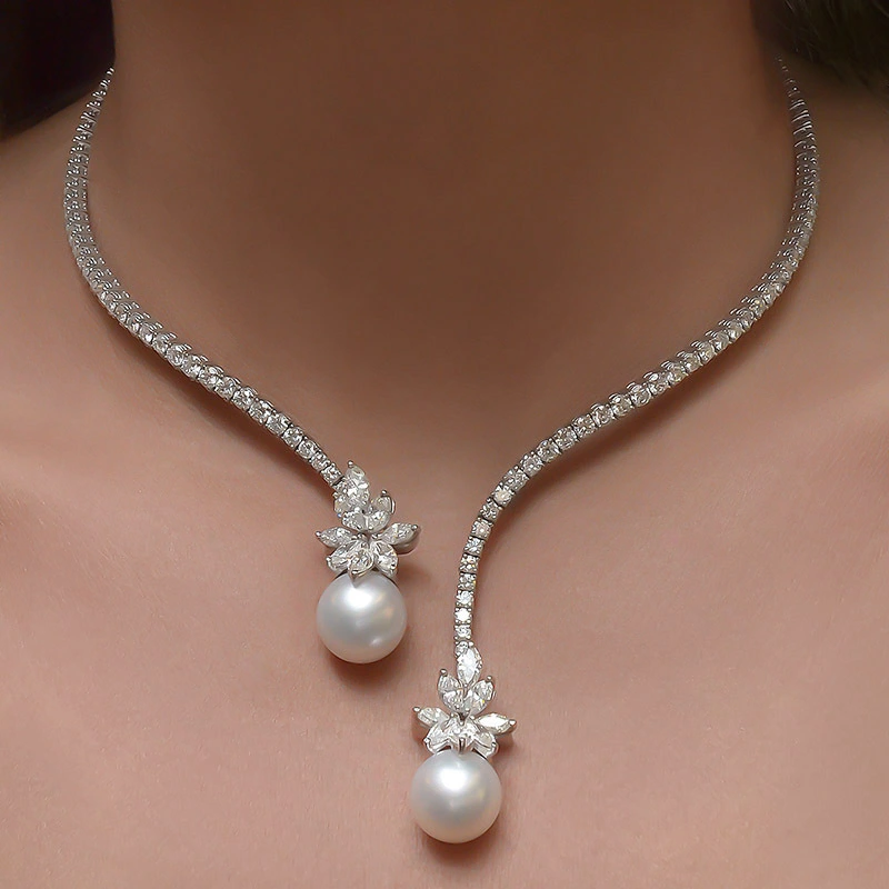 Vintage Pearl Zircon Fashion Necklace